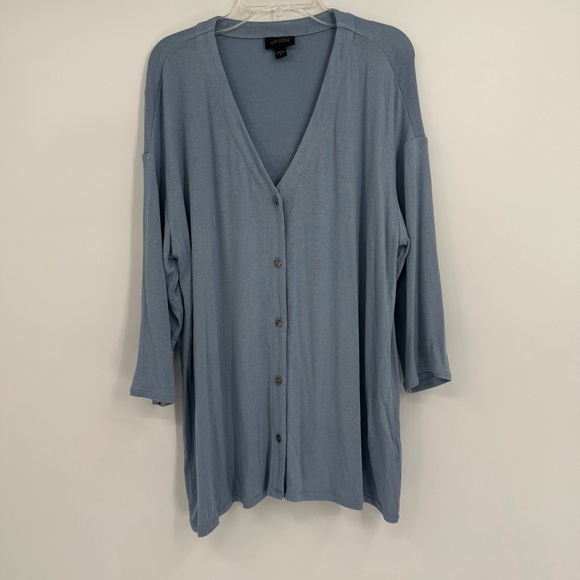J. Jill Wearever Collection Blue Button-Up Cardigan Sweater Women V-Neck Size M - Picture 10 of 10